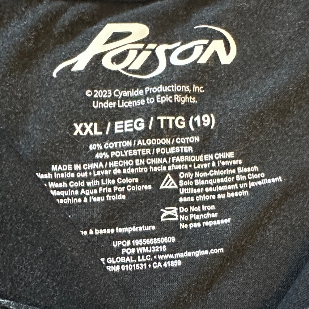 Poison Crop Top Graphic Skull and Snake Black Tee Juniors XXL Short Sleeves - Picture 3 of 6